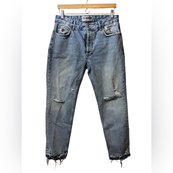 Zara Rhuigi | denim blue jeans button button fly 32 distressed - Picture 1 of 9